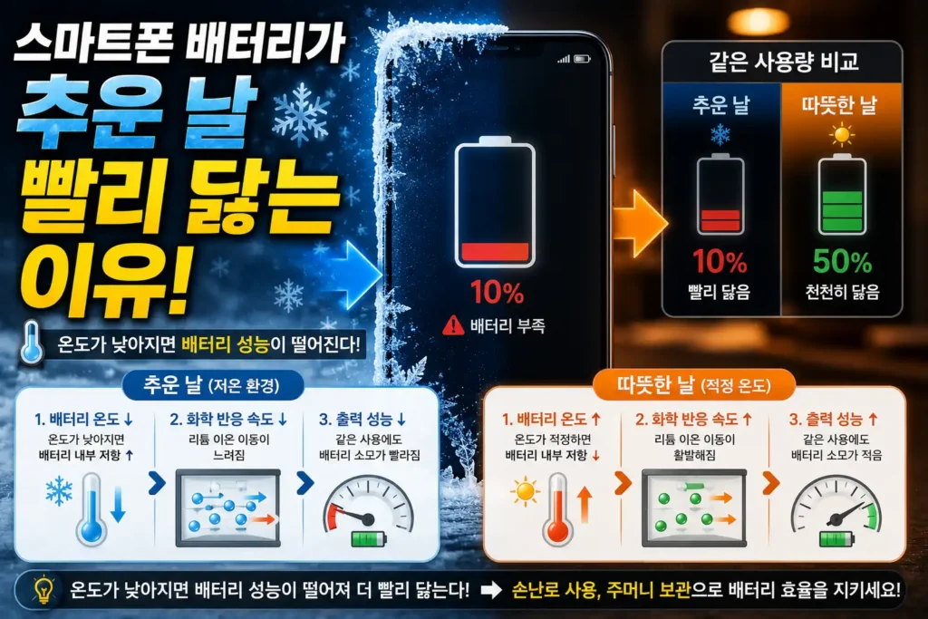 스마트폰 배터리가 추운 날 빨리 닳는 이유