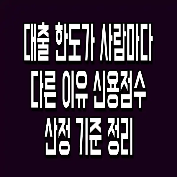 대출 한도가 사람마다 다른 이유 신용점수 산정 기준 정리