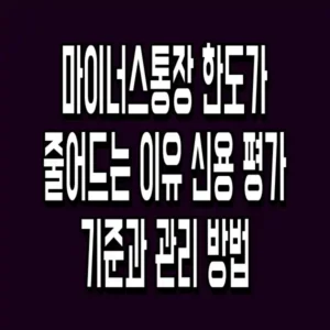 마이너스통장 한도가 줄어드는 이유 신용 평가 기준과 관리 방법