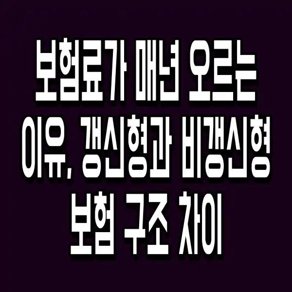 보험료가 매년 오르는 이유, 갱신형과 비갱신형 보험 구조 차이