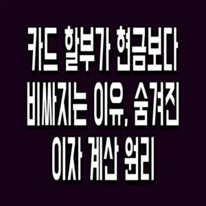 카드 할부가 현금보다 비싸지는 이유, 숨겨진 이자 계산 원리